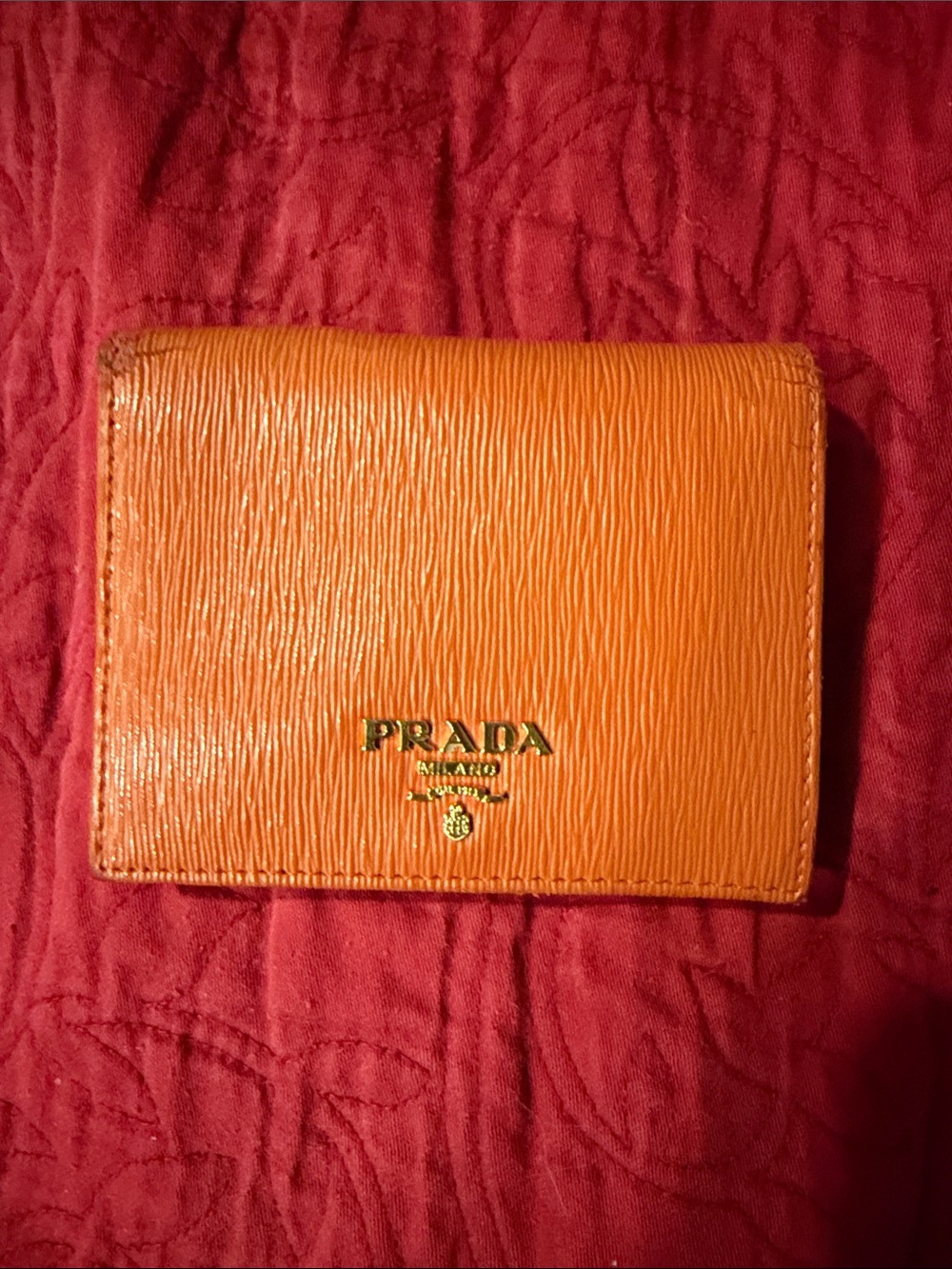 Orange Prada Fold Wallet